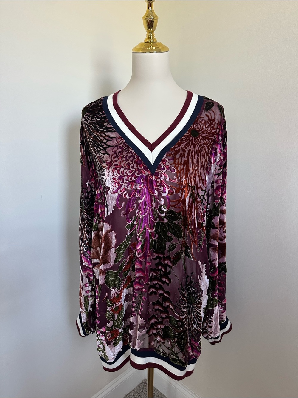 Hale Bob Floral Velvet Burnout Blouse